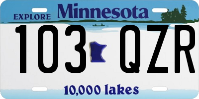 MN license plate 103QZR