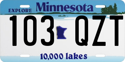 MN license plate 103QZT