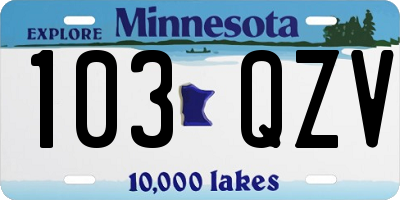 MN license plate 103QZV