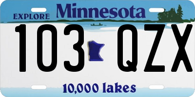 MN license plate 103QZX