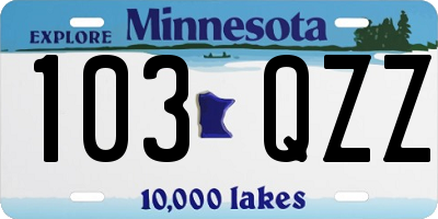MN license plate 103QZZ