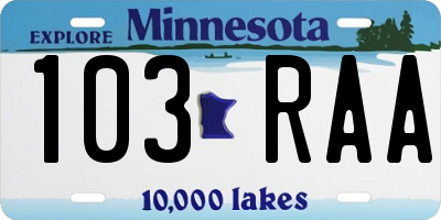MN license plate 103RAA