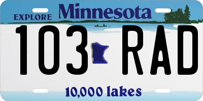 MN license plate 103RAD