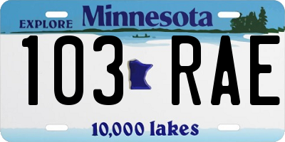 MN license plate 103RAE