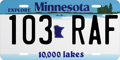MN license plate 103RAF