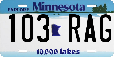 MN license plate 103RAG