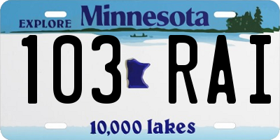 MN license plate 103RAI