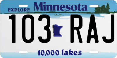 MN license plate 103RAJ