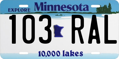 MN license plate 103RAL