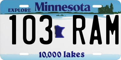 MN license plate 103RAM