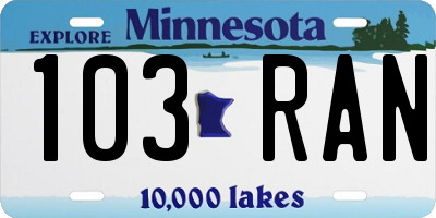 MN license plate 103RAN