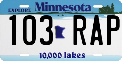 MN license plate 103RAP