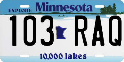 MN license plate 103RAQ
