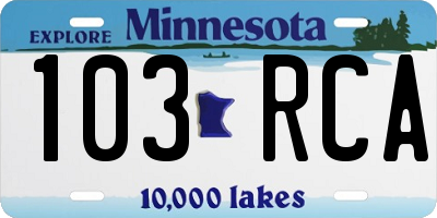 MN license plate 103RCA