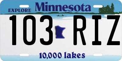 MN license plate 103RIZ