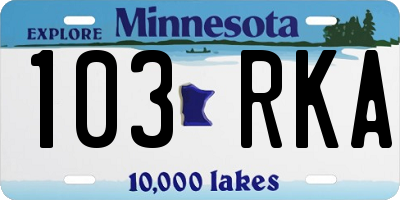 MN license plate 103RKA