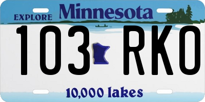 MN license plate 103RKO