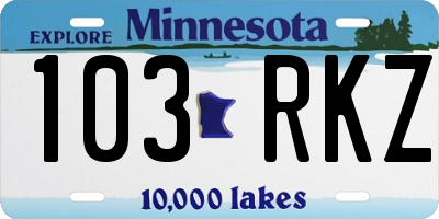 MN license plate 103RKZ