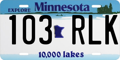 MN license plate 103RLK