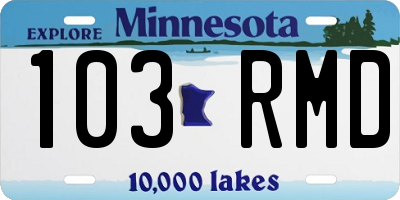 MN license plate 103RMD