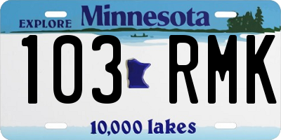 MN license plate 103RMK