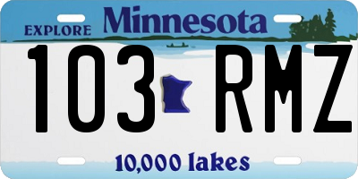 MN license plate 103RMZ