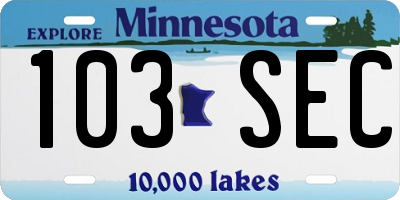 MN license plate 103SEC