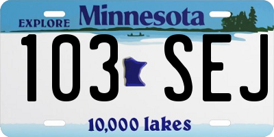 MN license plate 103SEJ