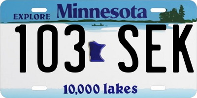 MN license plate 103SEK