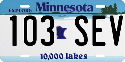 MN license plate 103SEV