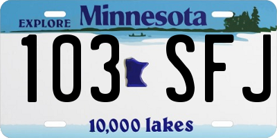 MN license plate 103SFJ