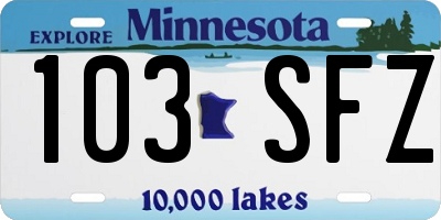 MN license plate 103SFZ