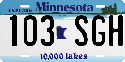MN license plate 103SGH