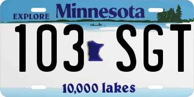 MN license plate 103SGT