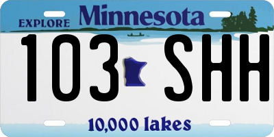 MN license plate 103SHH