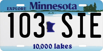 MN license plate 103SIE