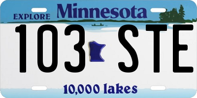 MN license plate 103STE