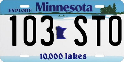 MN license plate 103STO