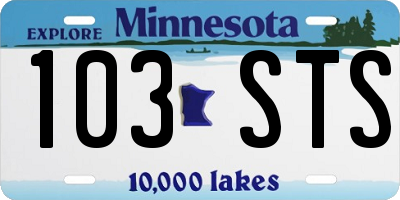 MN license plate 103STS
