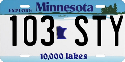 MN license plate 103STY