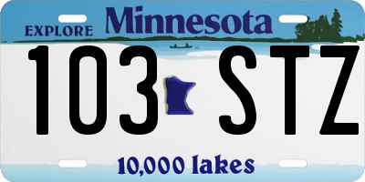 MN license plate 103STZ