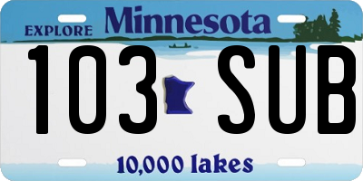 MN license plate 103SUB