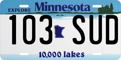 MN license plate 103SUD