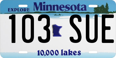 MN license plate 103SUE