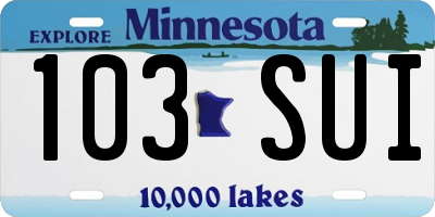 MN license plate 103SUI