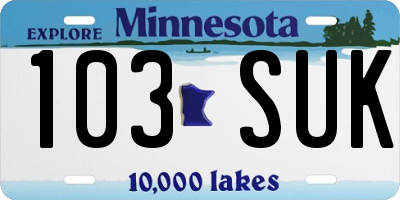 MN license plate 103SUK