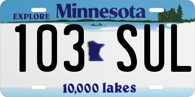 MN license plate 103SUL