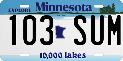 MN license plate 103SUM