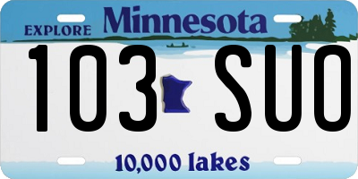 MN license plate 103SUO