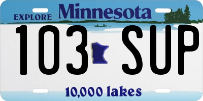 MN license plate 103SUP